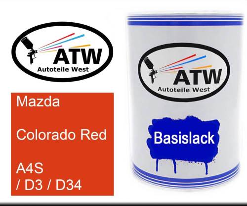Mazda, Colorado Red, A4S / D3 / D34: 500ml Lackdose, von ATW Autoteile West.
